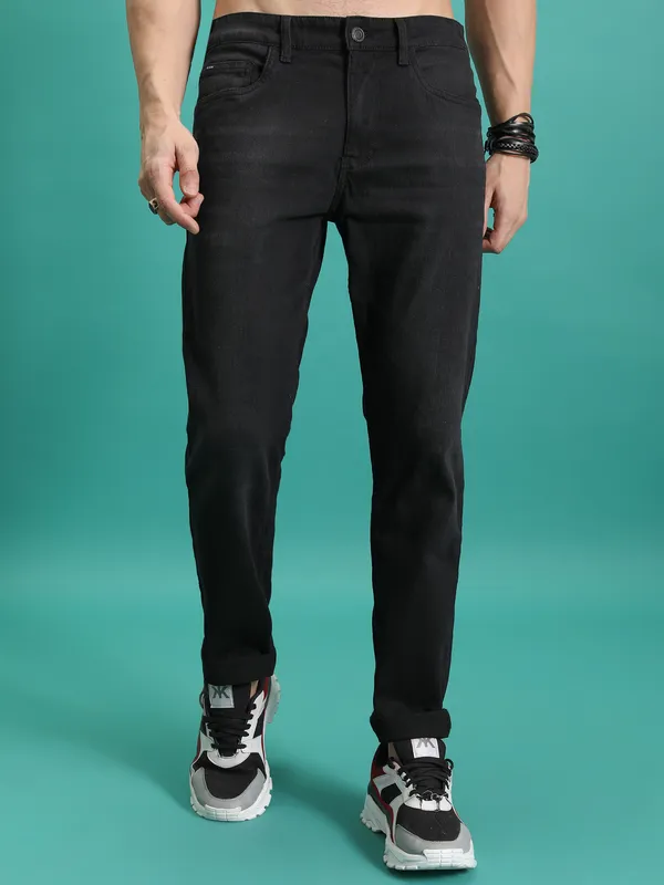 Purple By Highlander Men Black Slim Fit Stretchable Jeans