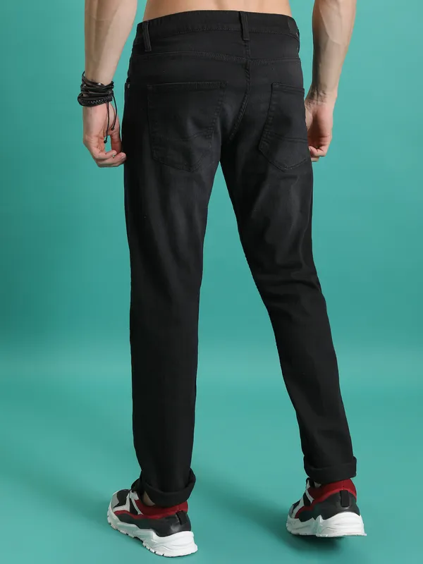 Purple By Highlander Men Black Slim Fit Stretchable Jeans