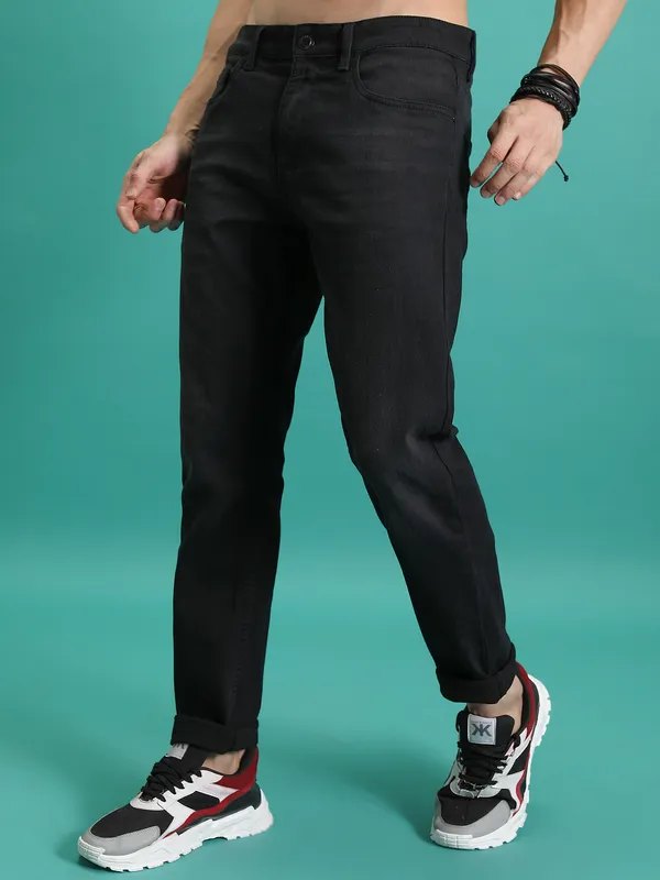 Purple By Highlander Men Black Slim Fit Stretchable Jeans