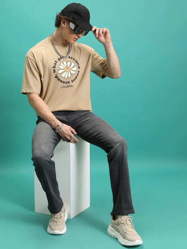 Purple By Highlander Men Grey Straight Fit Stretchable Jeans