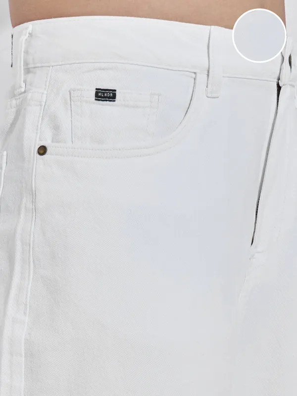 Purple By Highlander Men White Loose Fit Stretchable Jeans