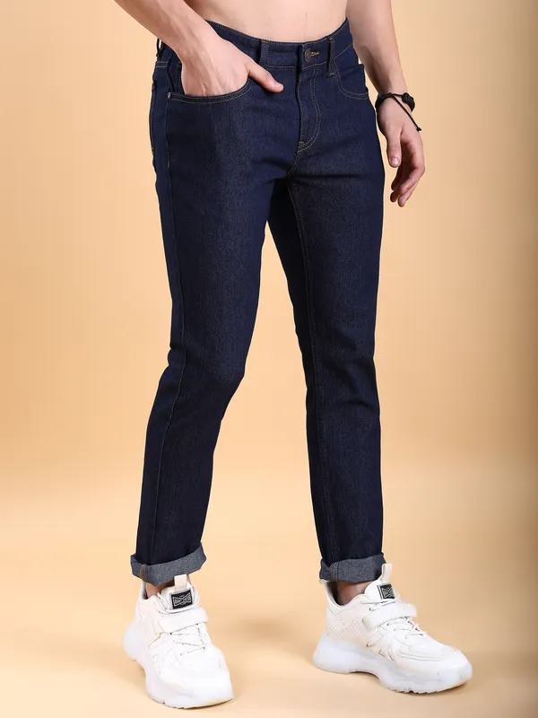 Purple By Highlander Men Blue Tapered Fit Stretchable Jeans