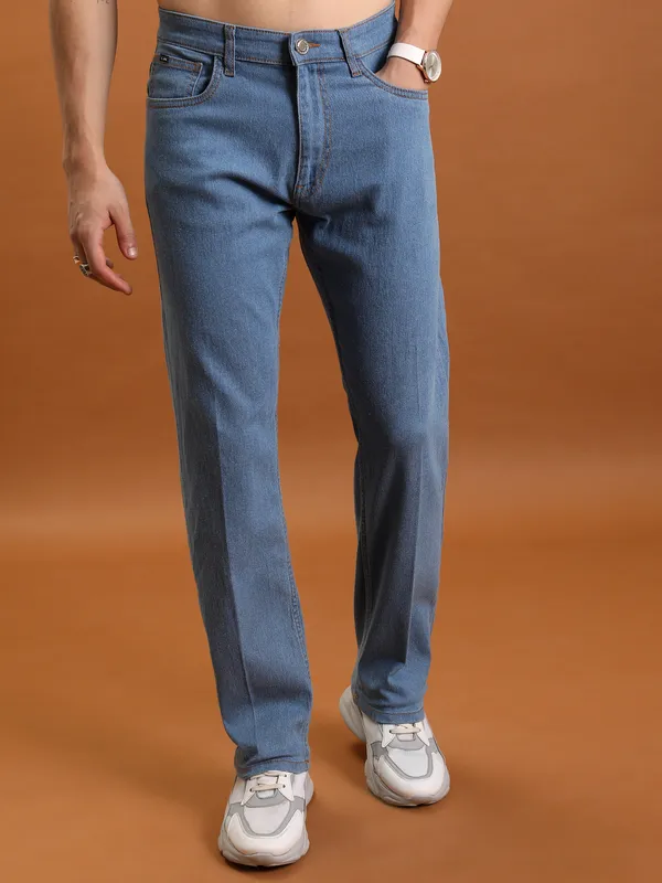 Purple By Highlander Men Blue Straight Fit Stretchable Jeans