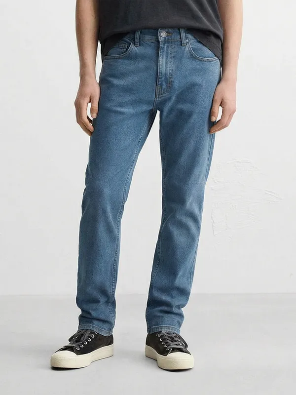 Purple By Highlander Men Blue Bootcut Stretchable Jeans