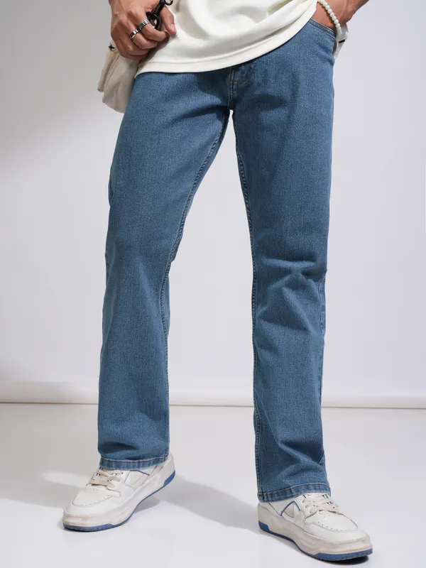  Highlander Men Blue Bootcut Clean Look Jeans