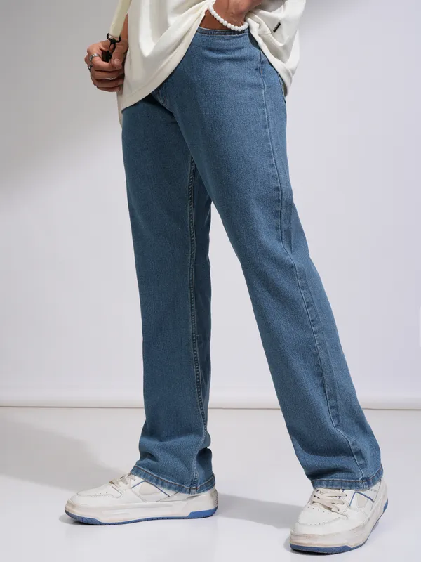  Highlander Men Blue Bootcut Clean Look Jeans