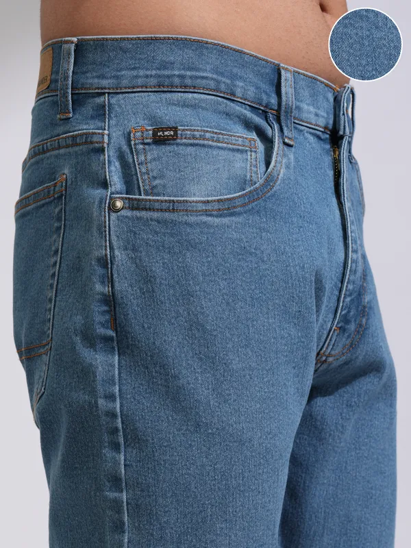  Highlander Men Blue Bootcut Clean Look Jeans