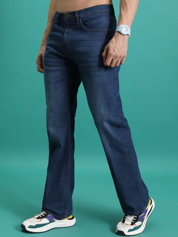 Purple By Highlander Men Blue Straight Fit Stretchable Jeans