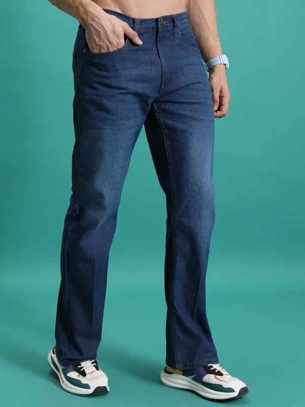 Purple By Highlander Men Blue Straight Fit Stretchable Jeans