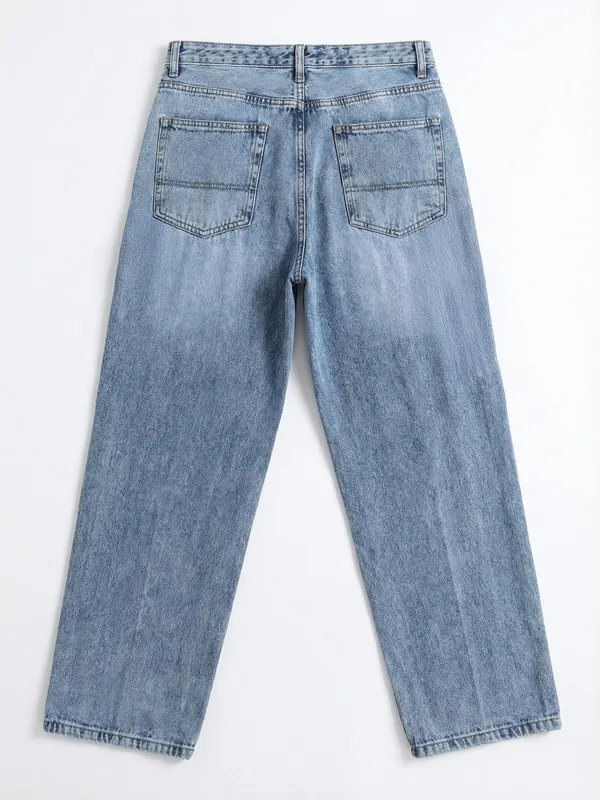 Purple By Highlander Men Blue Relaxed Fit Highly Distressed Jeans