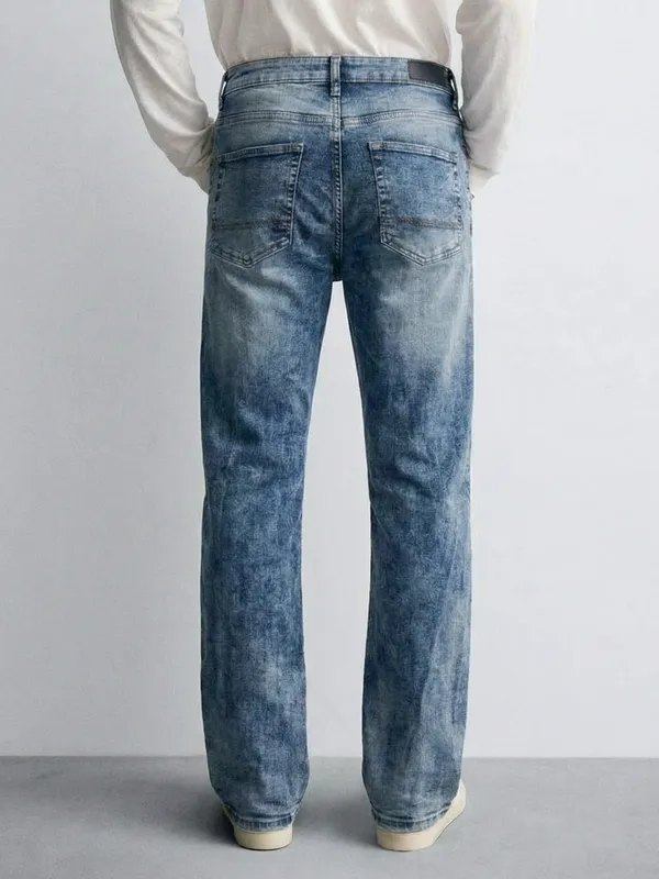 Purple By Highlander Men Blue Straight Fit Highly Distressed Stretchable Jeans