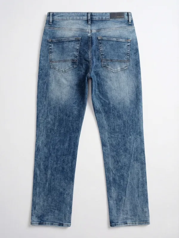 Purple By Highlander Men Blue Straight Fit Highly Distressed Stretchable Jeans