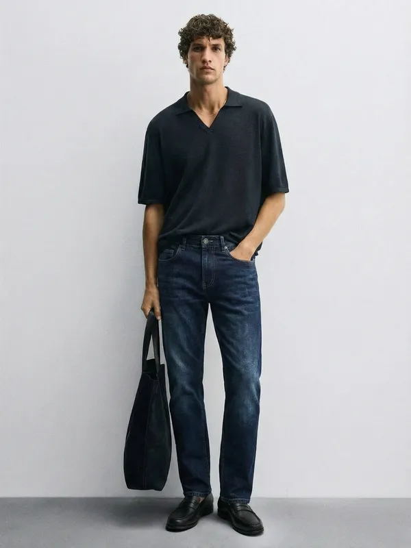 Purple By Highlander Men Blue Straight Fit Stretchable Jeans