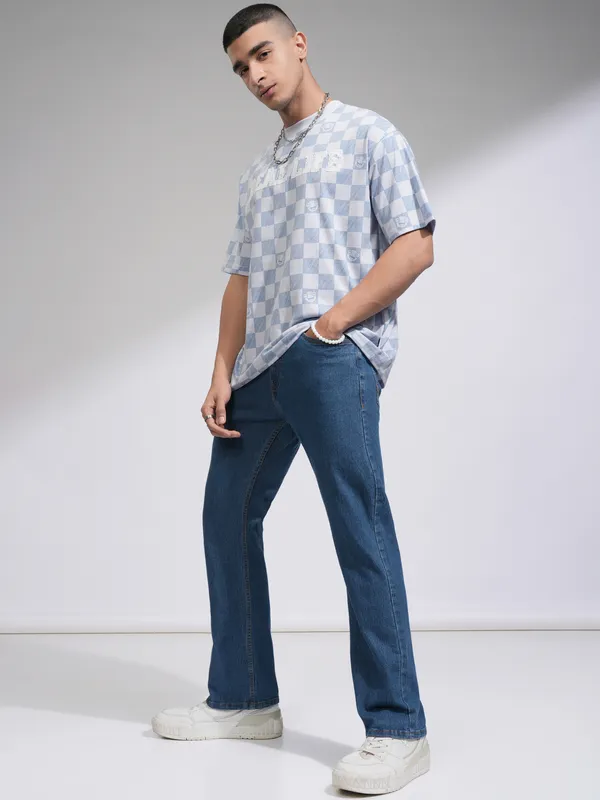 Purple By Highlander Men Blue Bootcut Stretchable Jeans