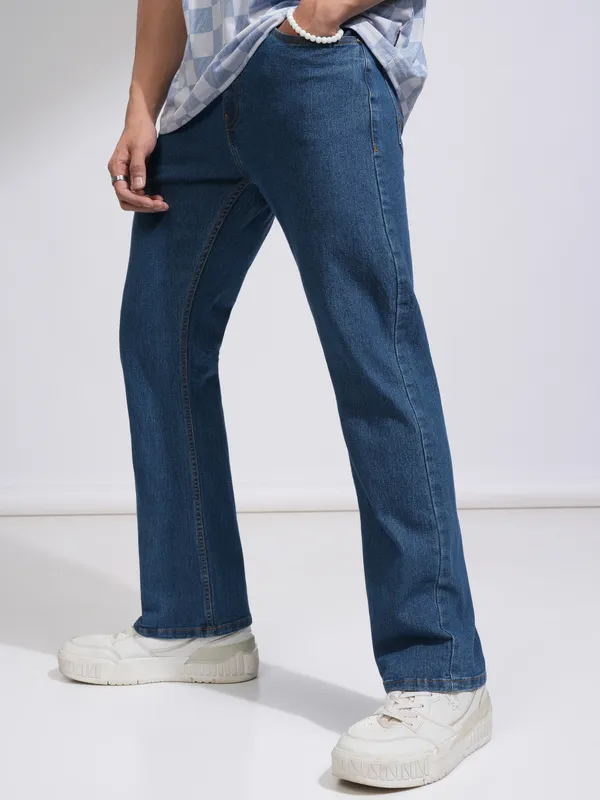 Purple By Highlander Men Blue Bootcut Stretchable Jeans