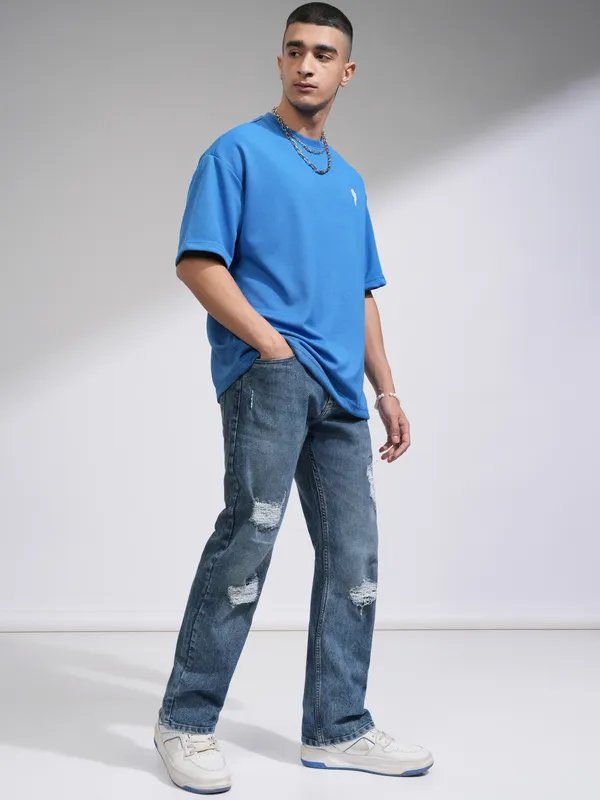 Highlander Men Blue Straight Fit Highly Distressed Stretchable Jeans