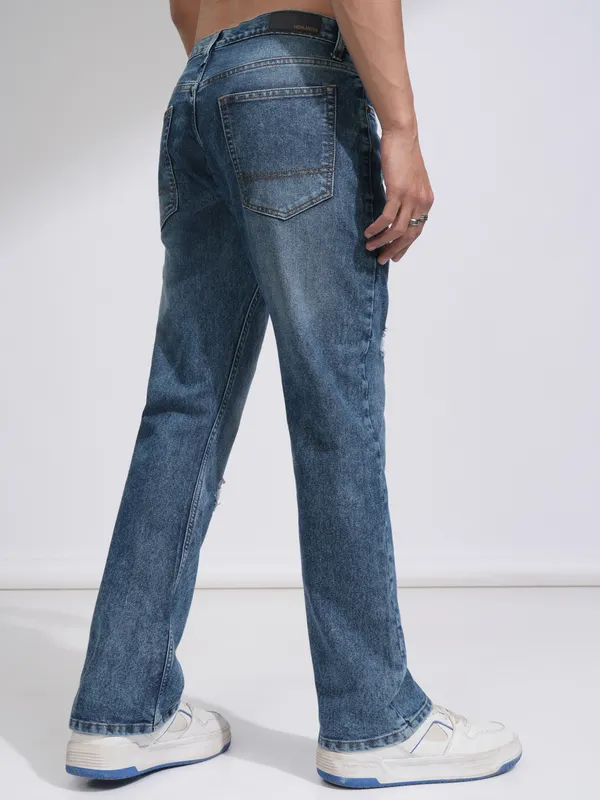 Highlander Men Blue Straight Fit Highly Distressed Stretchable Jeans