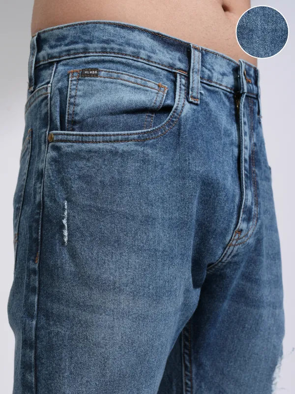 Highlander Men Blue Straight Fit Highly Distressed Stretchable Jeans
