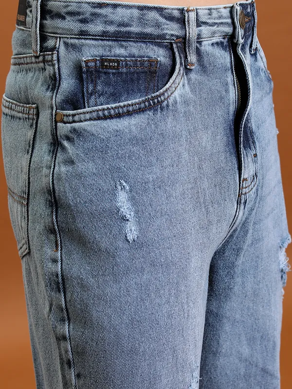 Purple By Highlander Men Blue Loose Fit Highly Distressed  Jeans