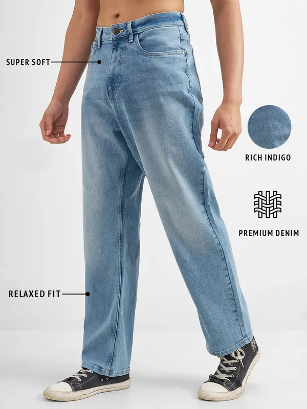 Purple By Highlander Men Blue Relaxed Fit Stretchable Jeans