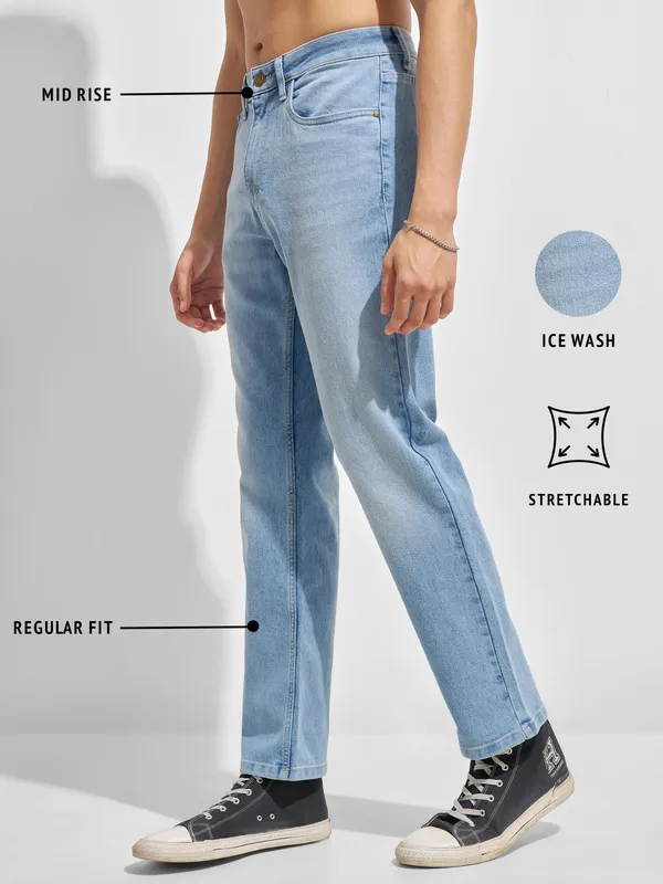 Purple By Highlander Men Blue Regular Fit Stretchable Jeans