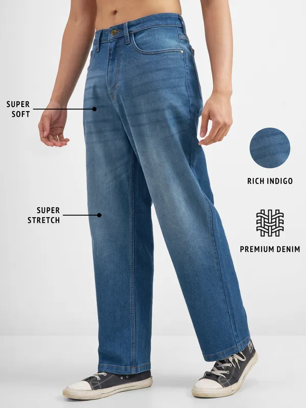 Purple By Highlander Men Blue Loose Fit Stretchable Jeans