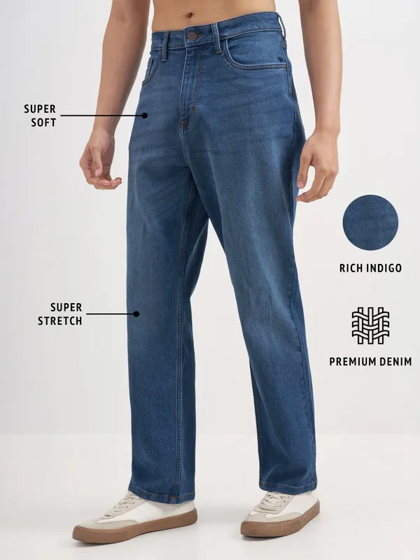 Purple By Highlander Men Blue Relaxed Fit Stretchable Jeans
