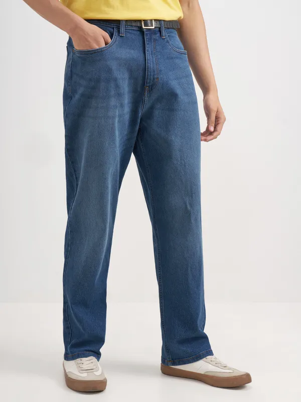 Purple By Highlander Men Blue Relaxed Fit Stretchable Jeans