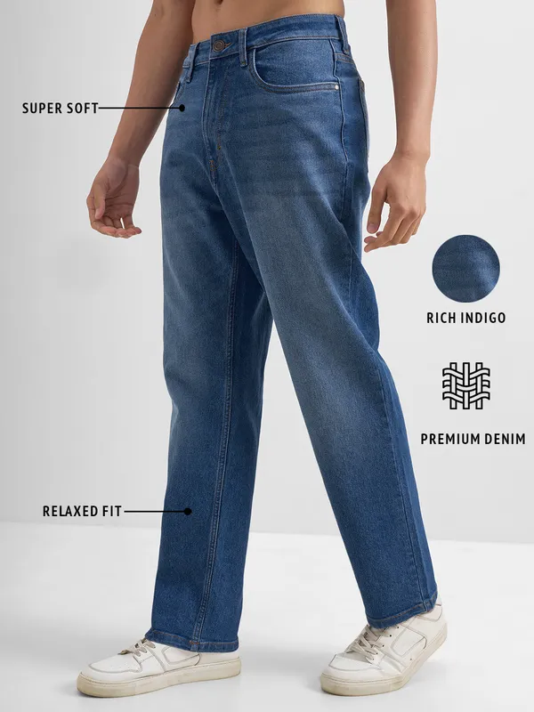 Purple By Highlander Men Blue Relaxed Fit Stretchable Jeans