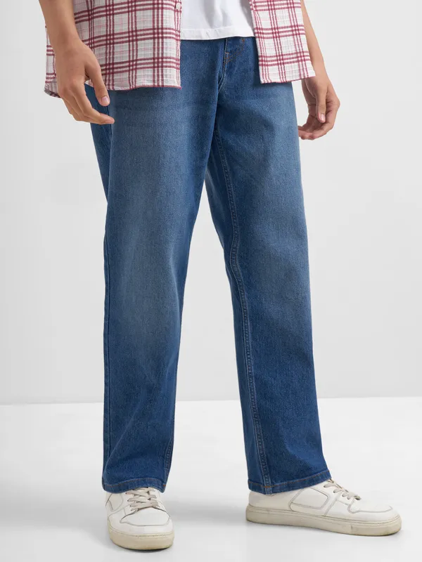 Purple By Highlander Men Blue Relaxed Fit Stretchable Jeans