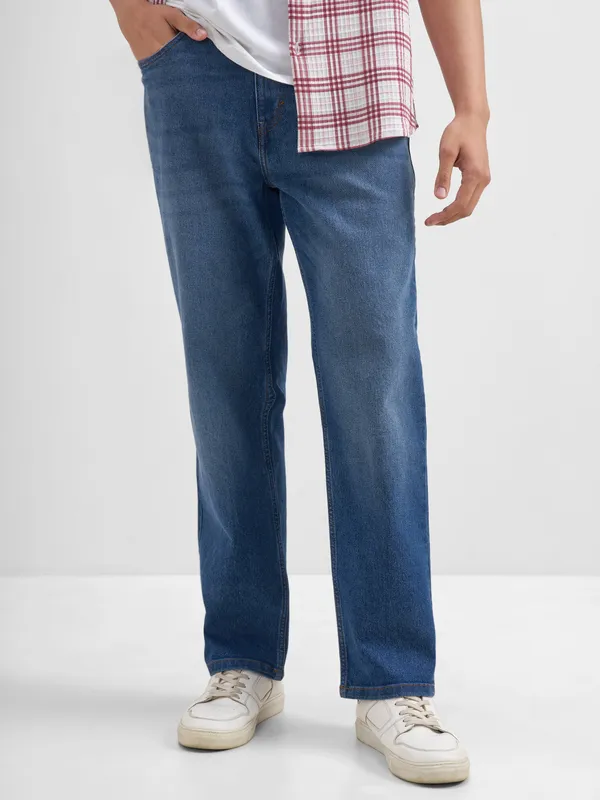 Purple By Highlander Men Blue Relaxed Fit Stretchable Jeans