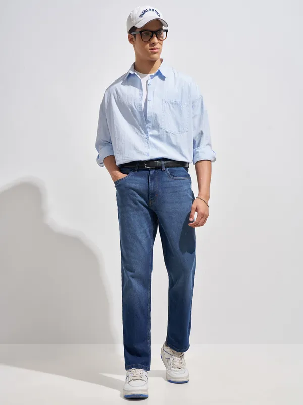 Purple By Highlander Men Blue Regular Fit Stretchable Jeans