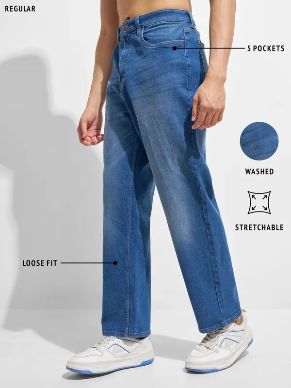 Highlander Men Blue Baggy Fit Stretchable Jeans