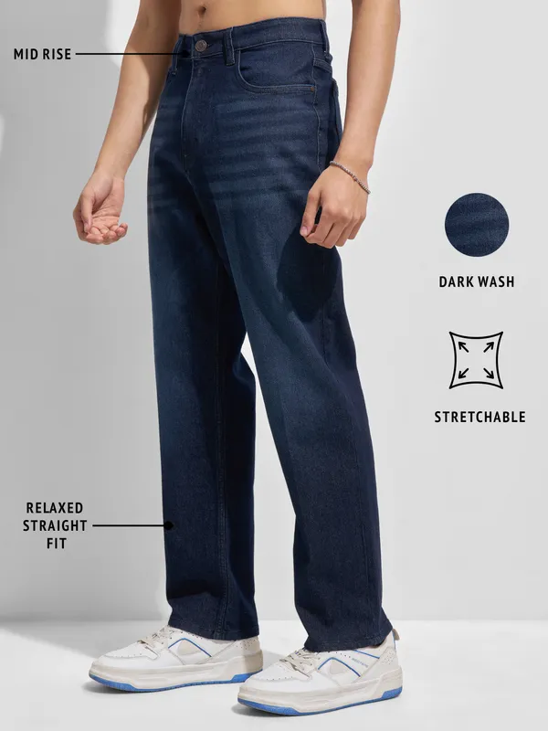 Purple By Highlander Men Blue Relaxed Fit Stretchable Jeans