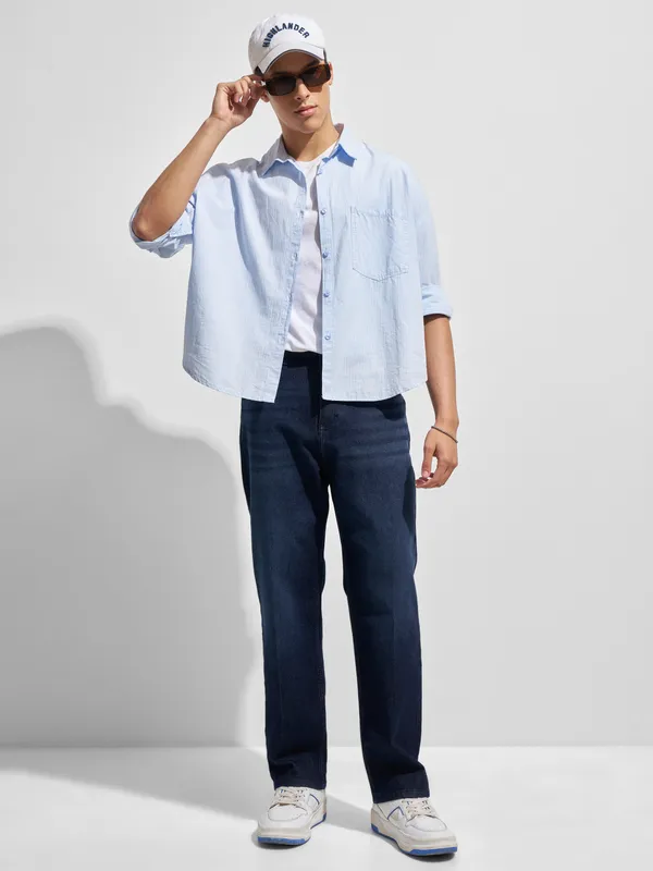 Purple By Highlander Men Blue Relaxed Fit Stretchable Jeans