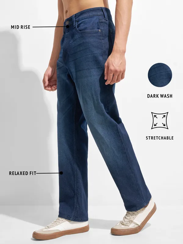Purple By Highlander Men Blue Relaxed Fit Stretchable Jeans