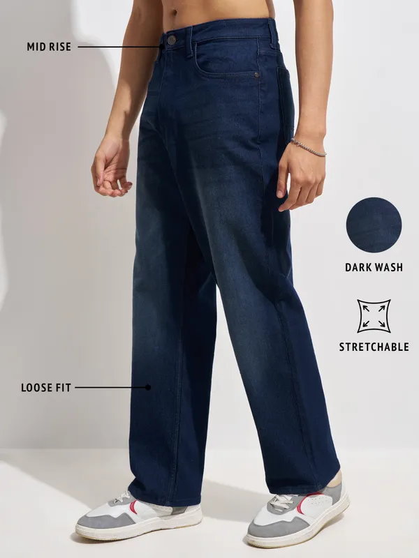 Purple By Highlander Men Blue Loose Fit Stretchable Jeans