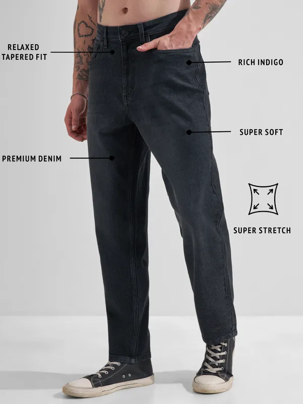 Highlander Men Black Relaxed Fit Stretchable Jeans