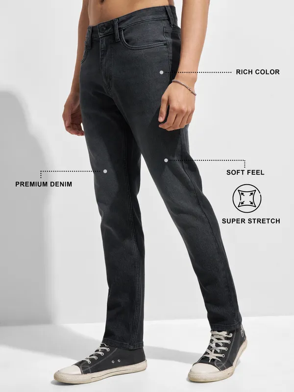 Purple By Highlander Men Black Slim Fit Stretchable Jeans