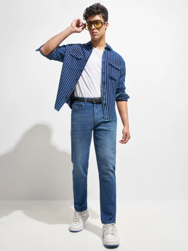 Purple By Highlander Men Blue Regular Fit Stretchable Jeans