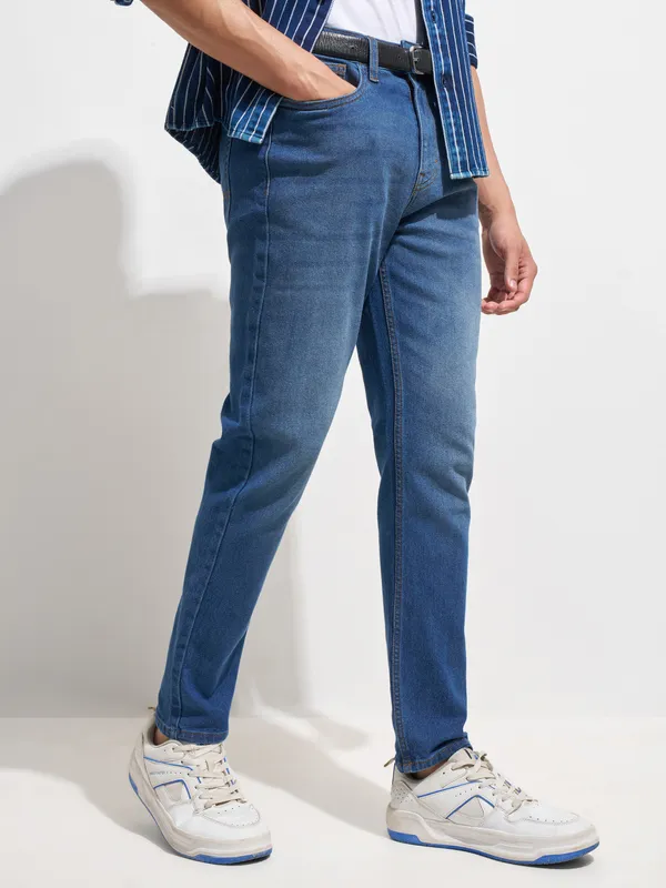 Purple By Highlander Men Blue Regular Fit Stretchable Jeans