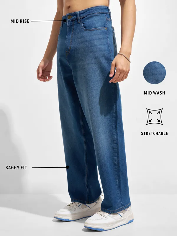 Purple By Highlander Men Blue Loose Fit Stretchable Jeans