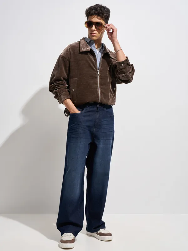 Purple By Highlander Men Blue Baggy Fit Stretchable Jeans