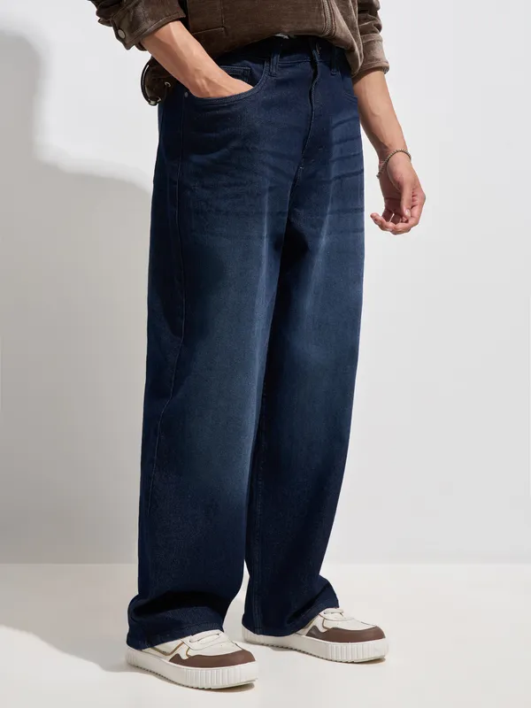 Purple By Highlander Men Blue Baggy Fit Stretchable Jeans