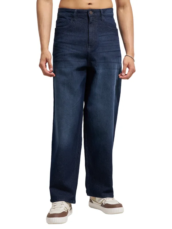 Purple By Highlander Men Blue Baggy Fit Stretchable Jeans