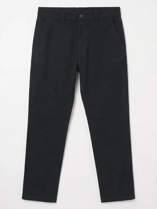 Purple By Highlander Men Navy Blue Tapered Fit Solid Chinos