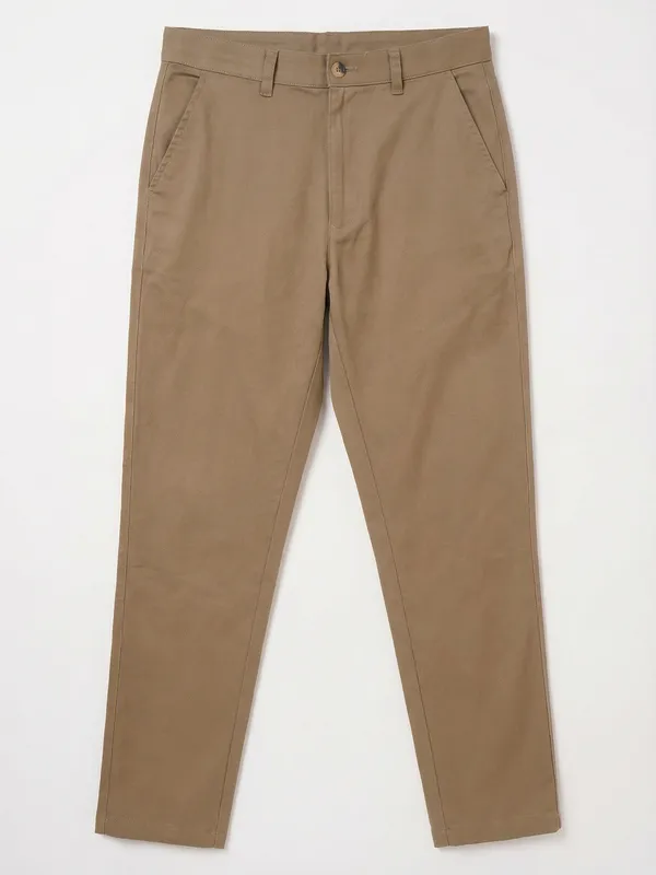 Purple By Highlander Men Brown Tapered Fit Solid Chinos