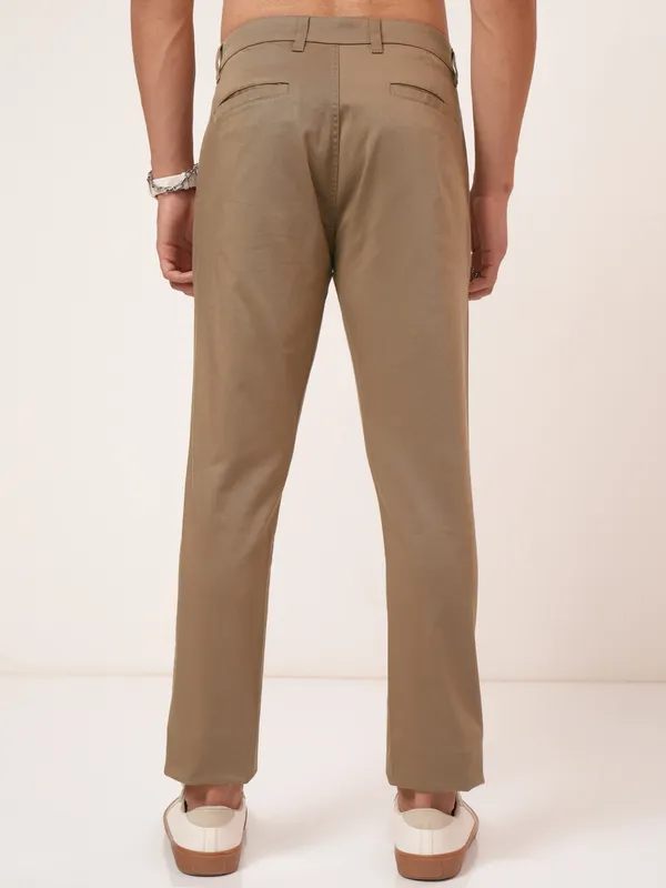 Purple By Highlander Men Brown Tapered Fit Solid Chinos