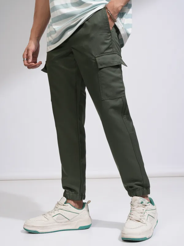 Purple By Highlander Men Grey Regular Fit Solid Joggers