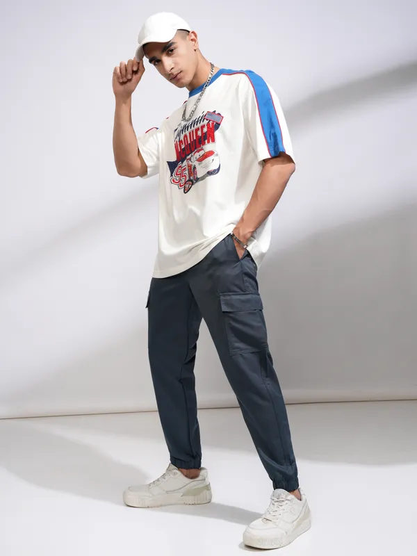 Purple By Highlander Men Blue Regular Fit Solid Joggers